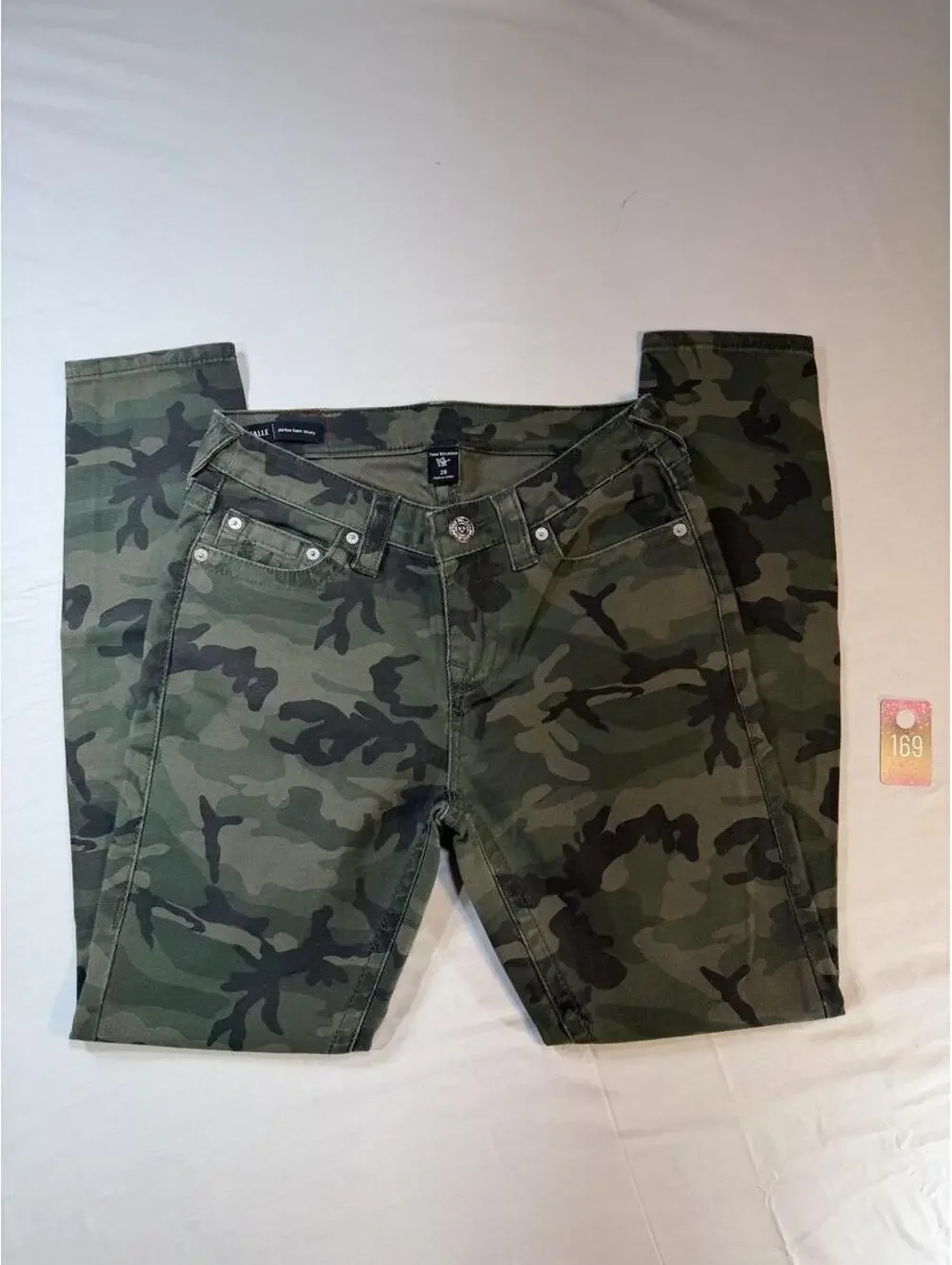 Vintage True Religion Camo Hallie Mid Rise Super Skinny Jeans